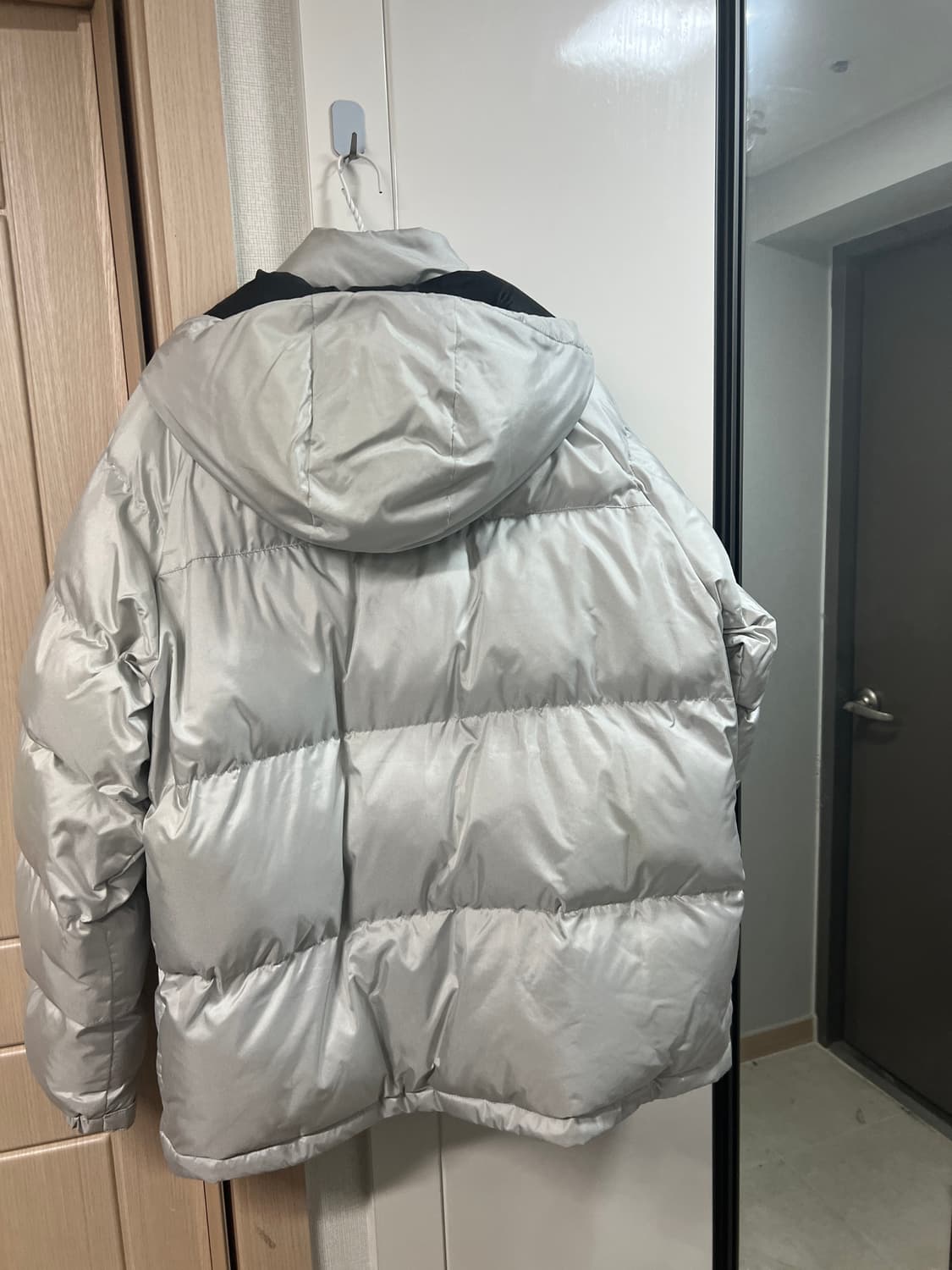 [XL] 네스티킥 라인 후디 패딩 실버 상품이미지2