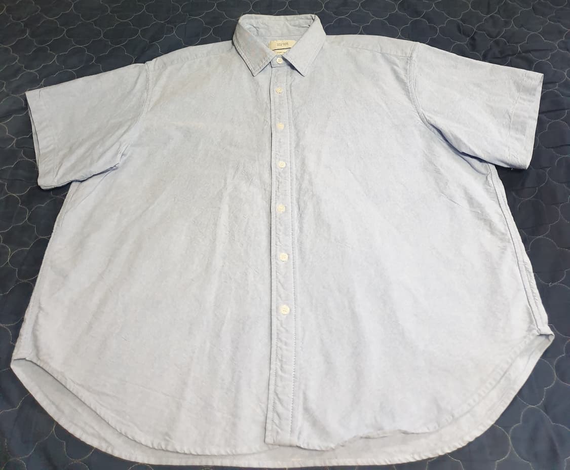 라퍼지스토어 맨 오가닉코튼100% 오버핏 옥스퍼드 반팔셔츠 블루 (L) 상품이미지1