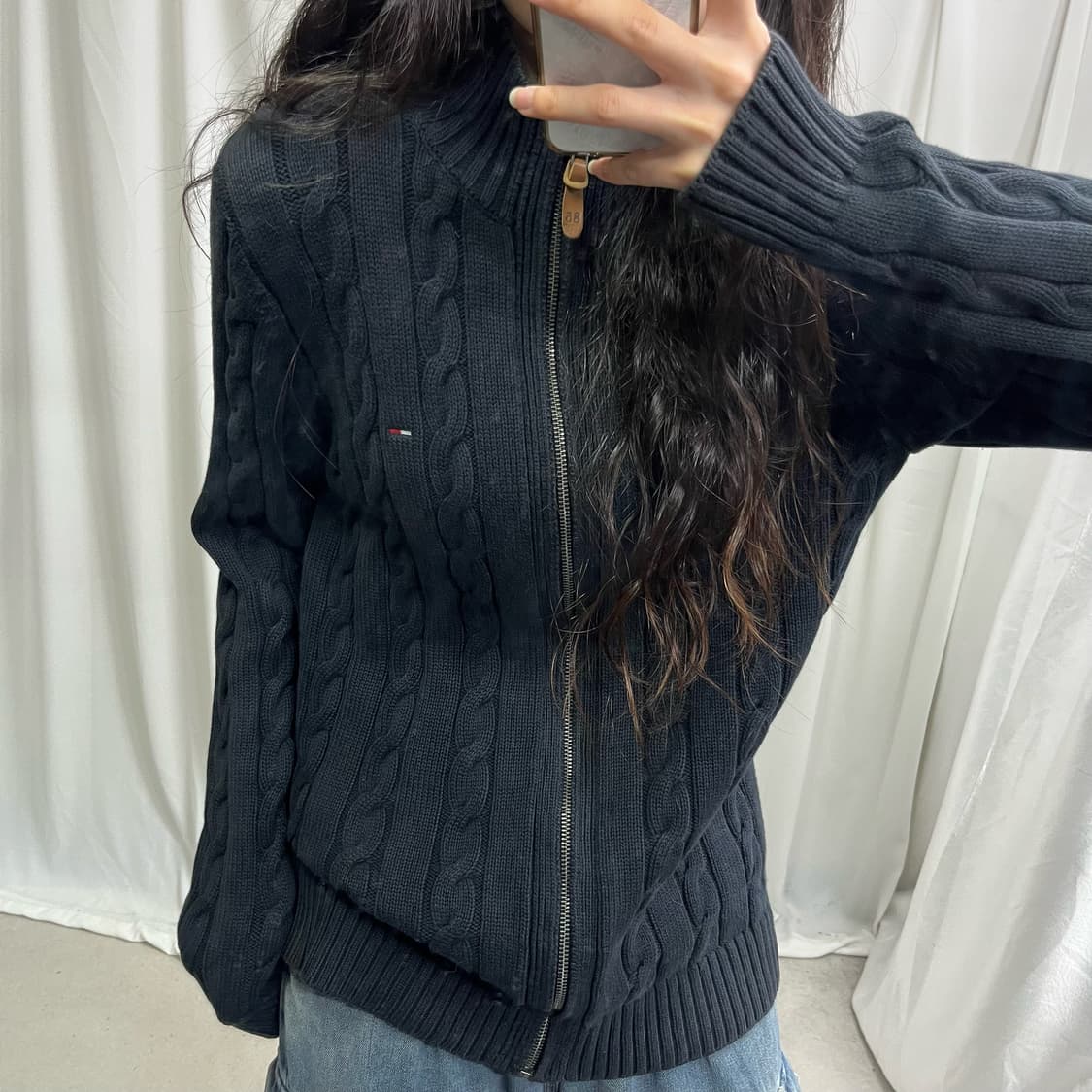 Tommyhilfiger black knit zip-up 상품이미지3