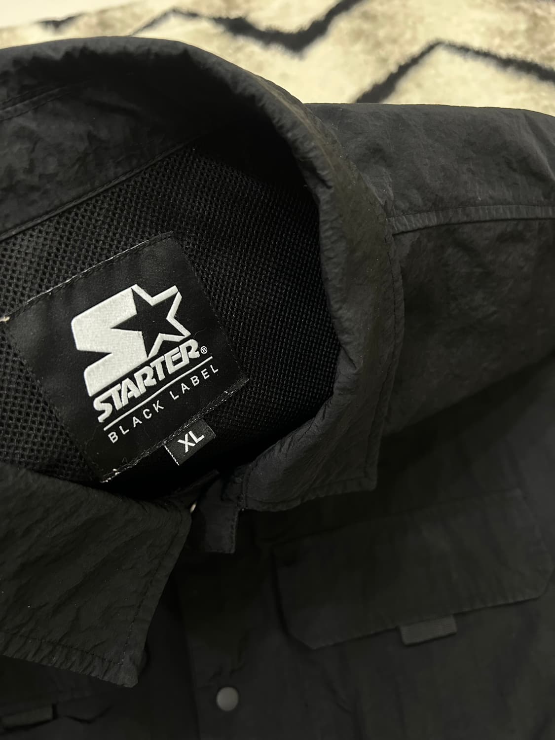 [XL]스타터 오버핏 나일론 투포켓 반팔 셔츠/블랙 상품이미지4