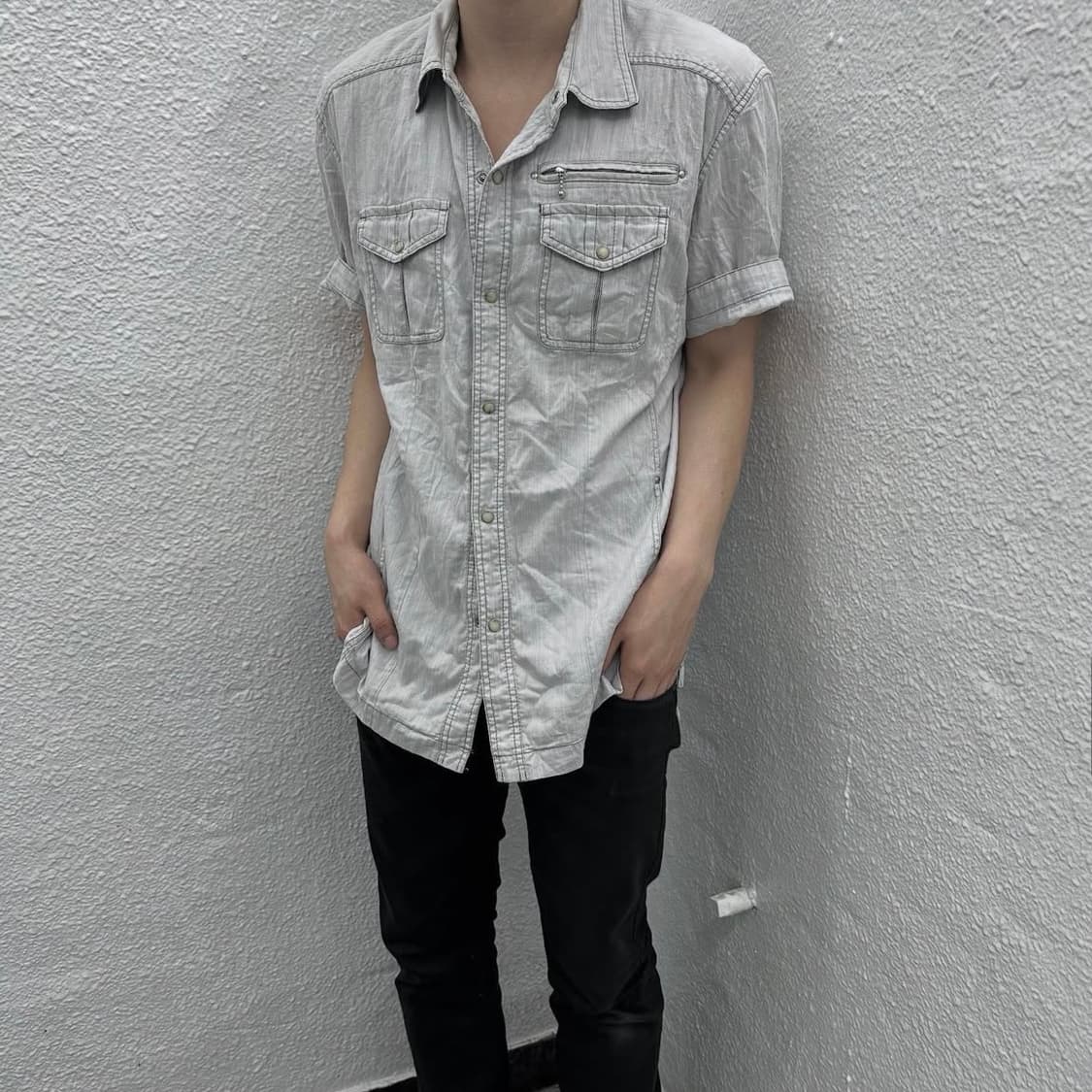 cement washed pocket detail short 상품이미지3