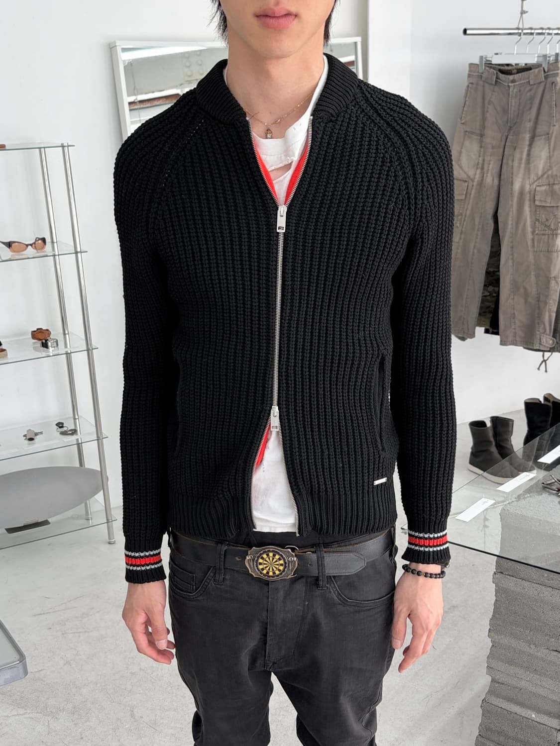 디젤 라인 니트 집업 상품이미지3