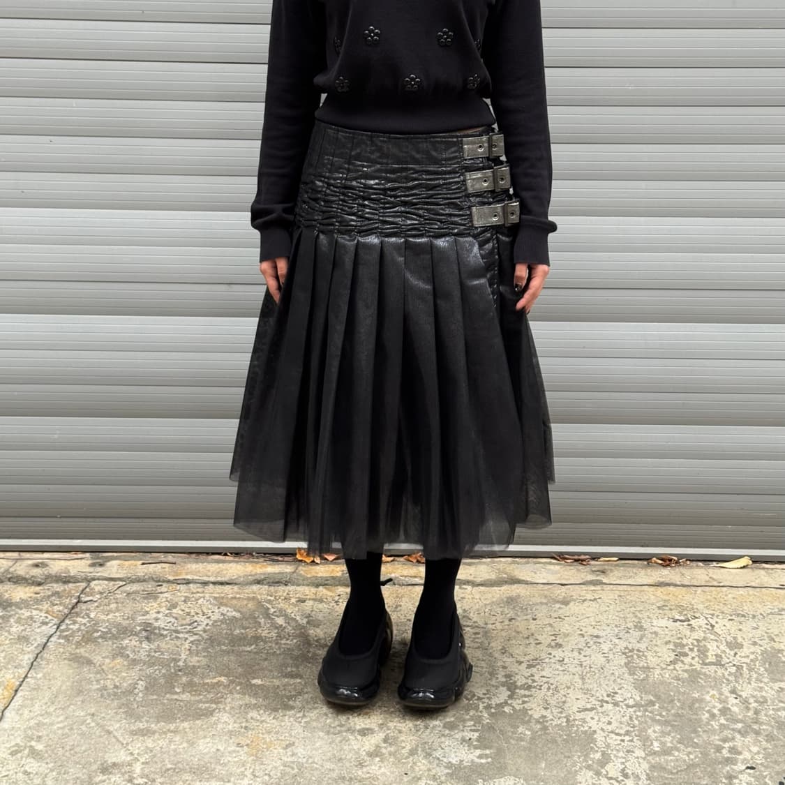 25SS Belted Pleated Black Skirt 상품이미지10