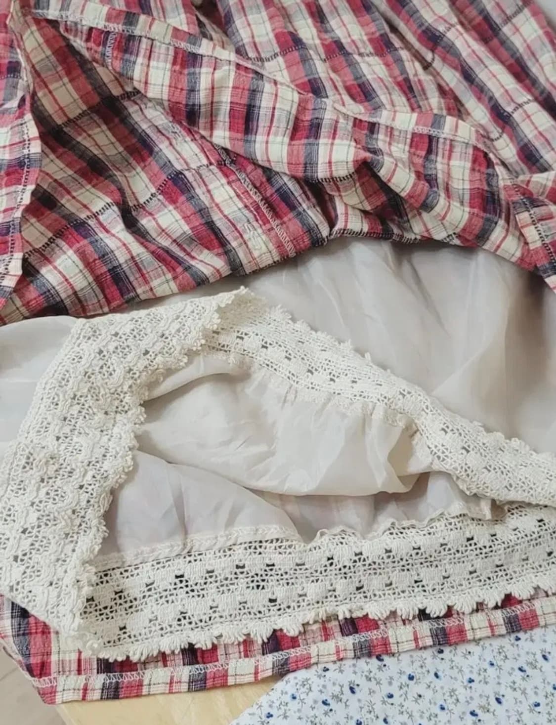 일본빈티지 체크 단추 스커트 상품이미지2