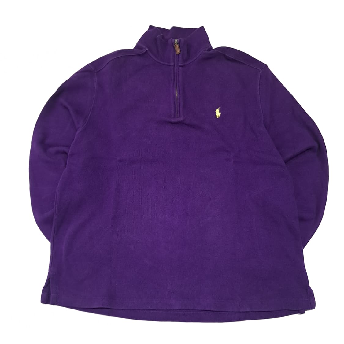 CL413 L 폴로 90s 코튼 가죽풀러 퍼플 하프집업 니트 스웨터 상품이미지1