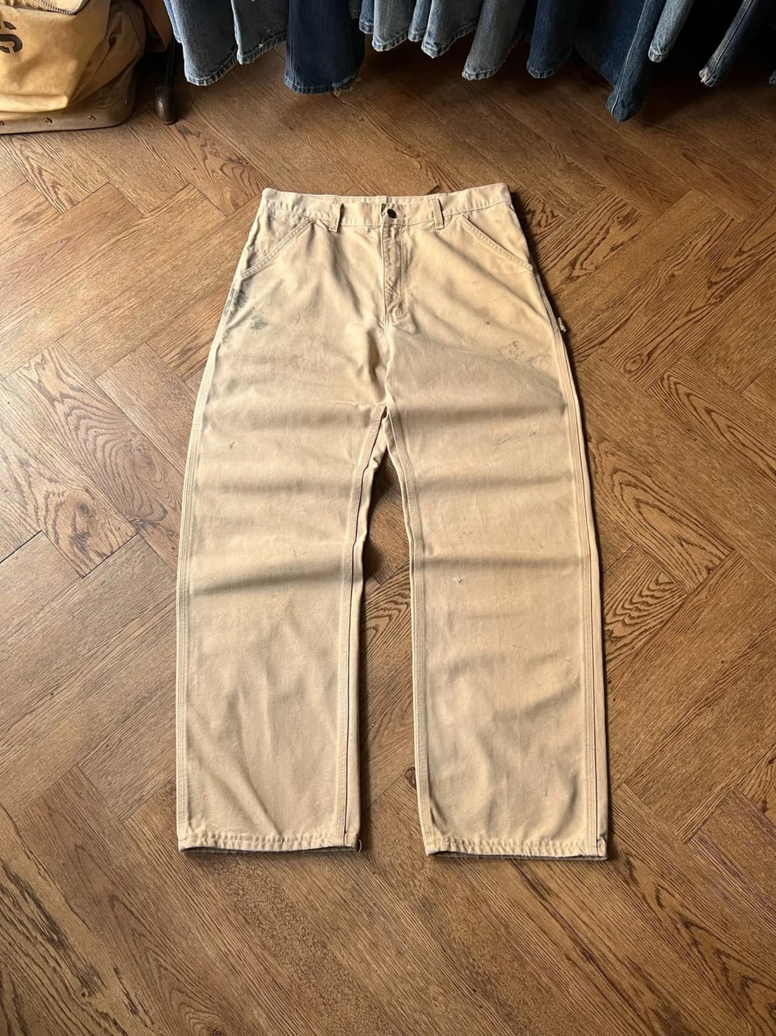 [34]칼하트 USA 더티워싱 밀 베이지 싱글니 카펜터 워크 팬츠 상품이미지1