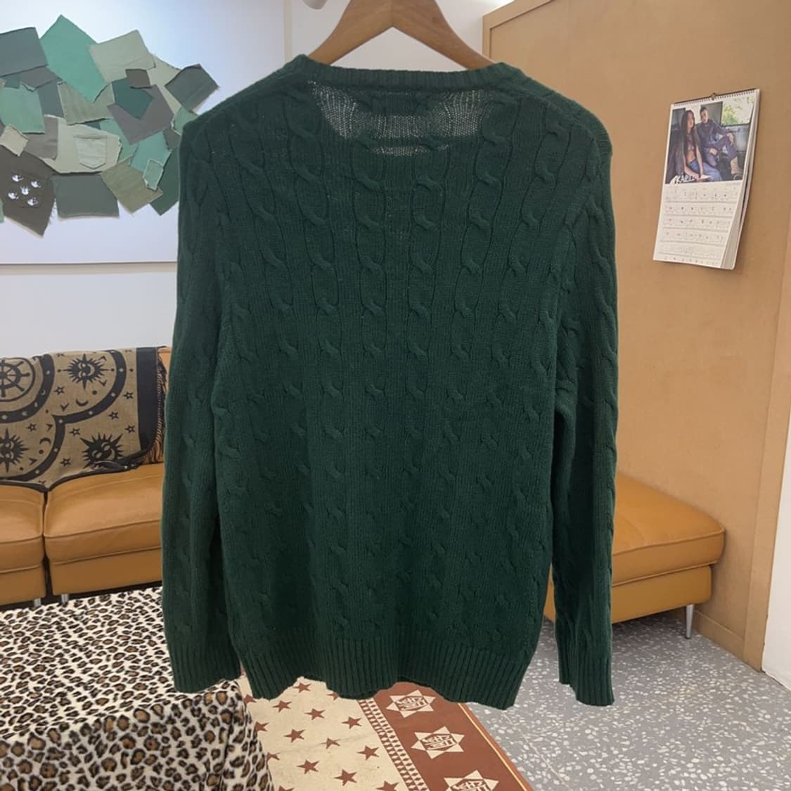 폴로 랄프로렌 빈티지 딥그린 꽈배기 케이블 니트 M C09169 상품이미지4