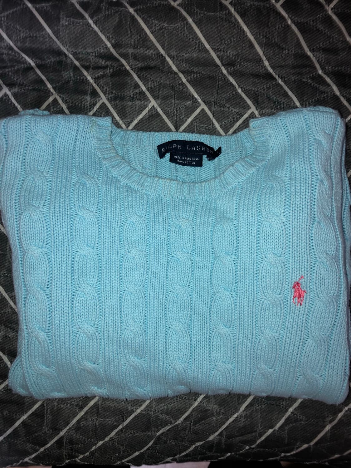 폴로 랄프로렌 케이블 니트 하늘색 L 상품이미지2