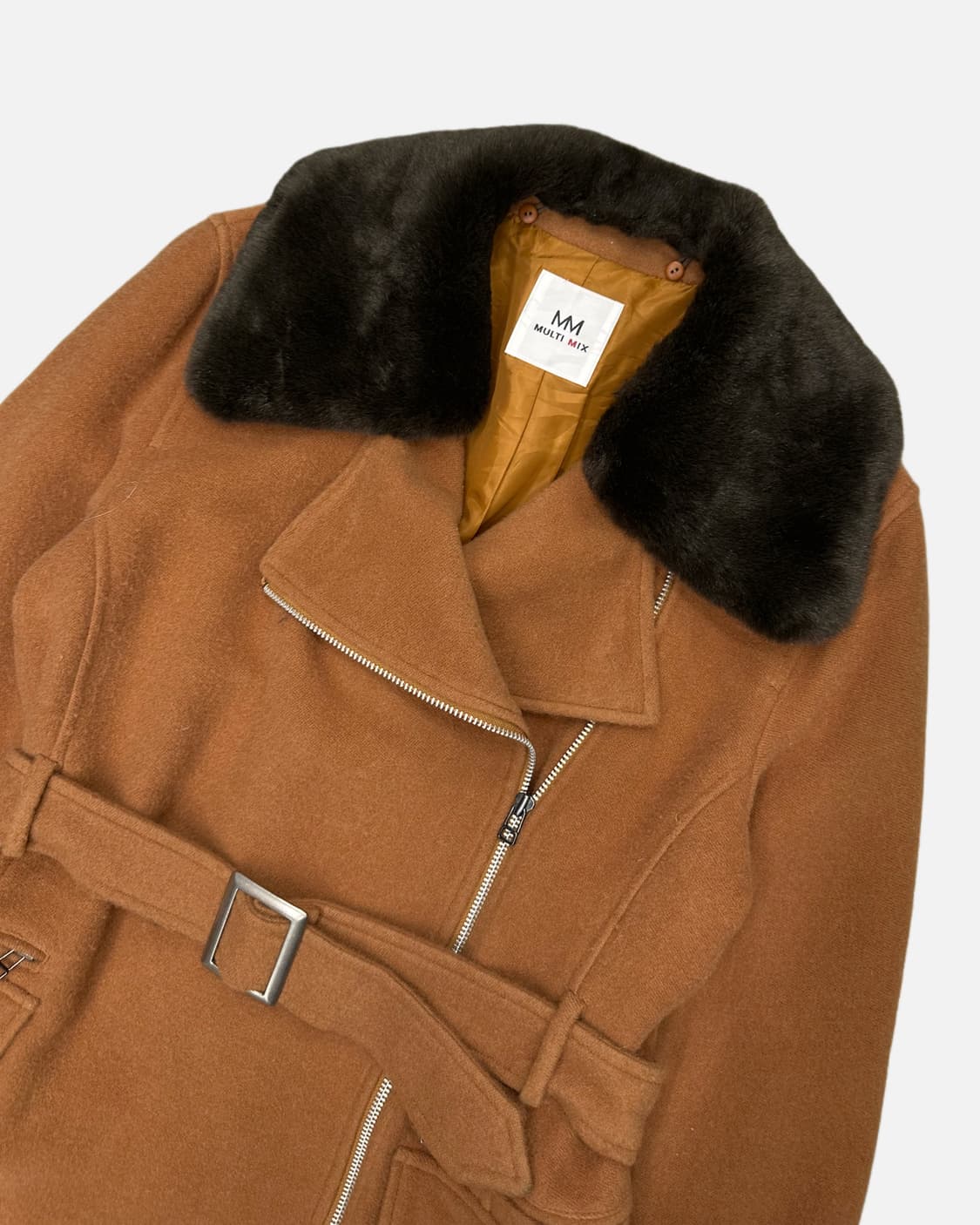 camel belted fur wool coat 상품이미지2