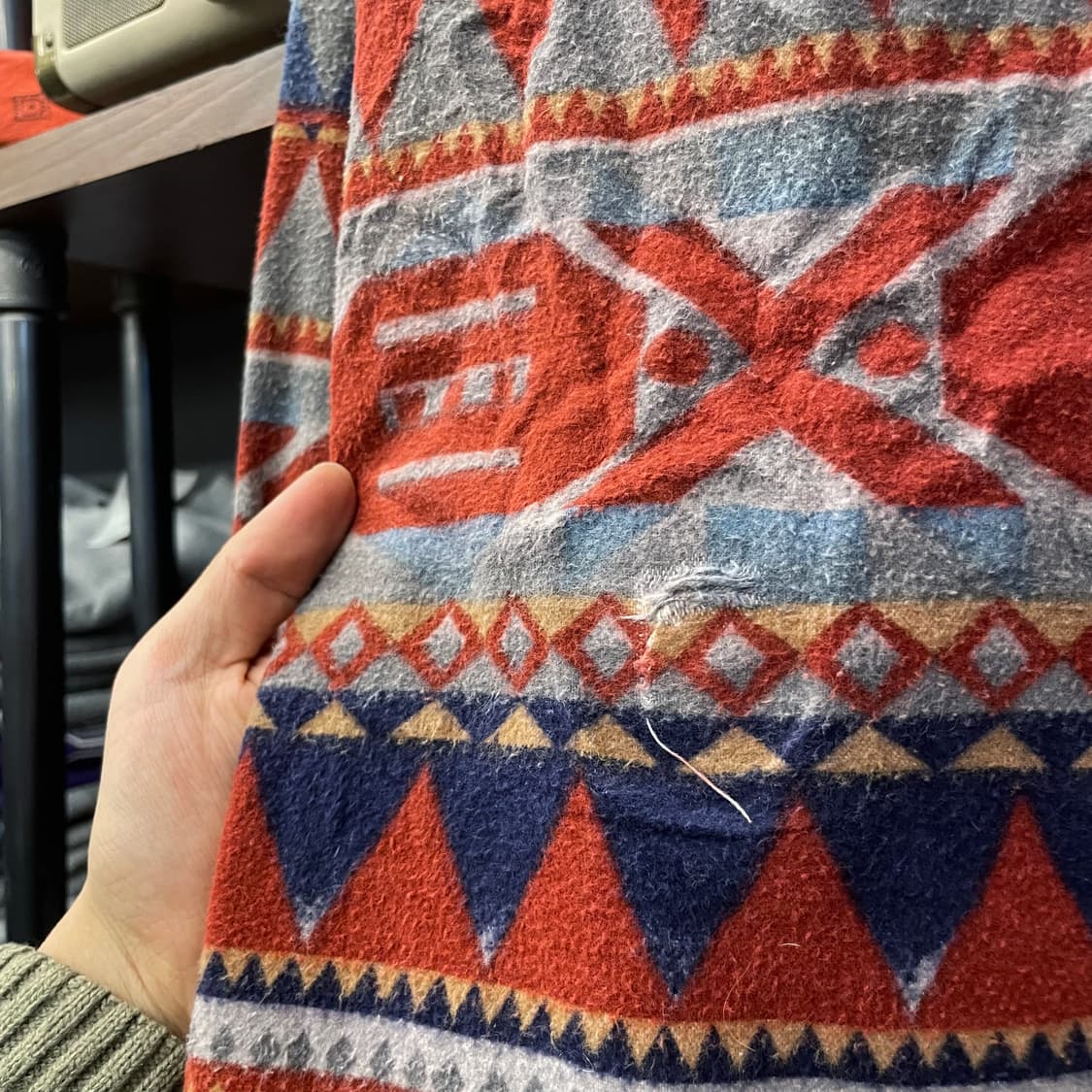 80s 익스프레스 라이더 블랭킷 나바호 패턴 포켓 플란넬 셔츠 N208 상품이미지7