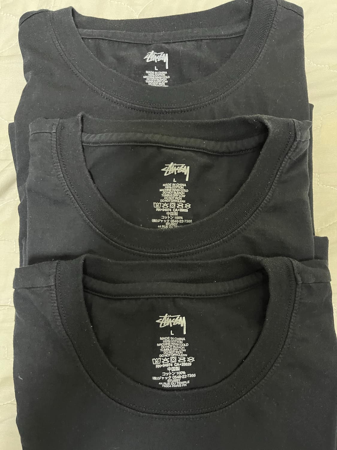 스투시 반팔 블랙 ( L ) 3PACK 상품이미지4