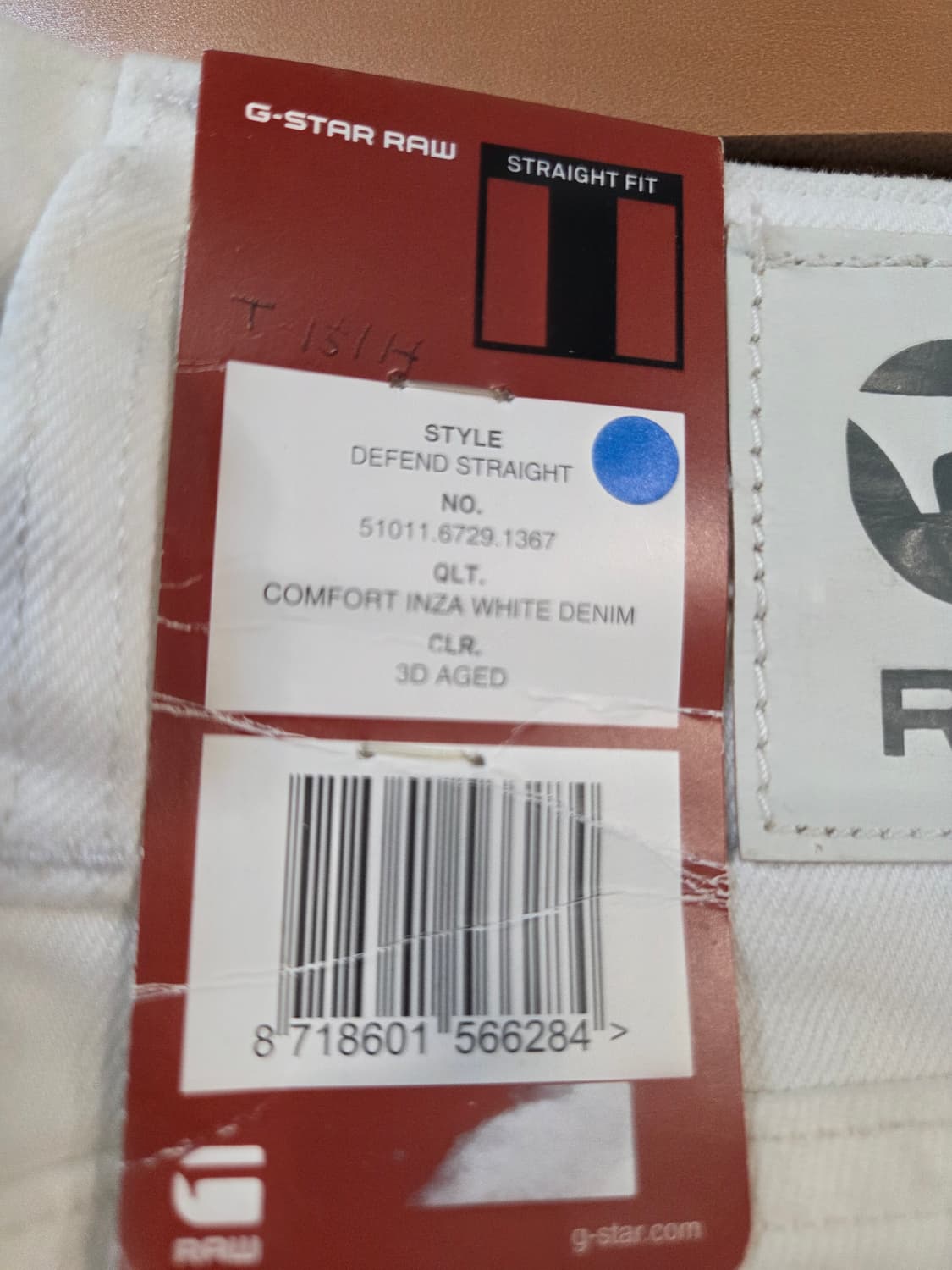 G-Star 화이트 데미지 청바지(W33/L32)남여공용 상품이미지9