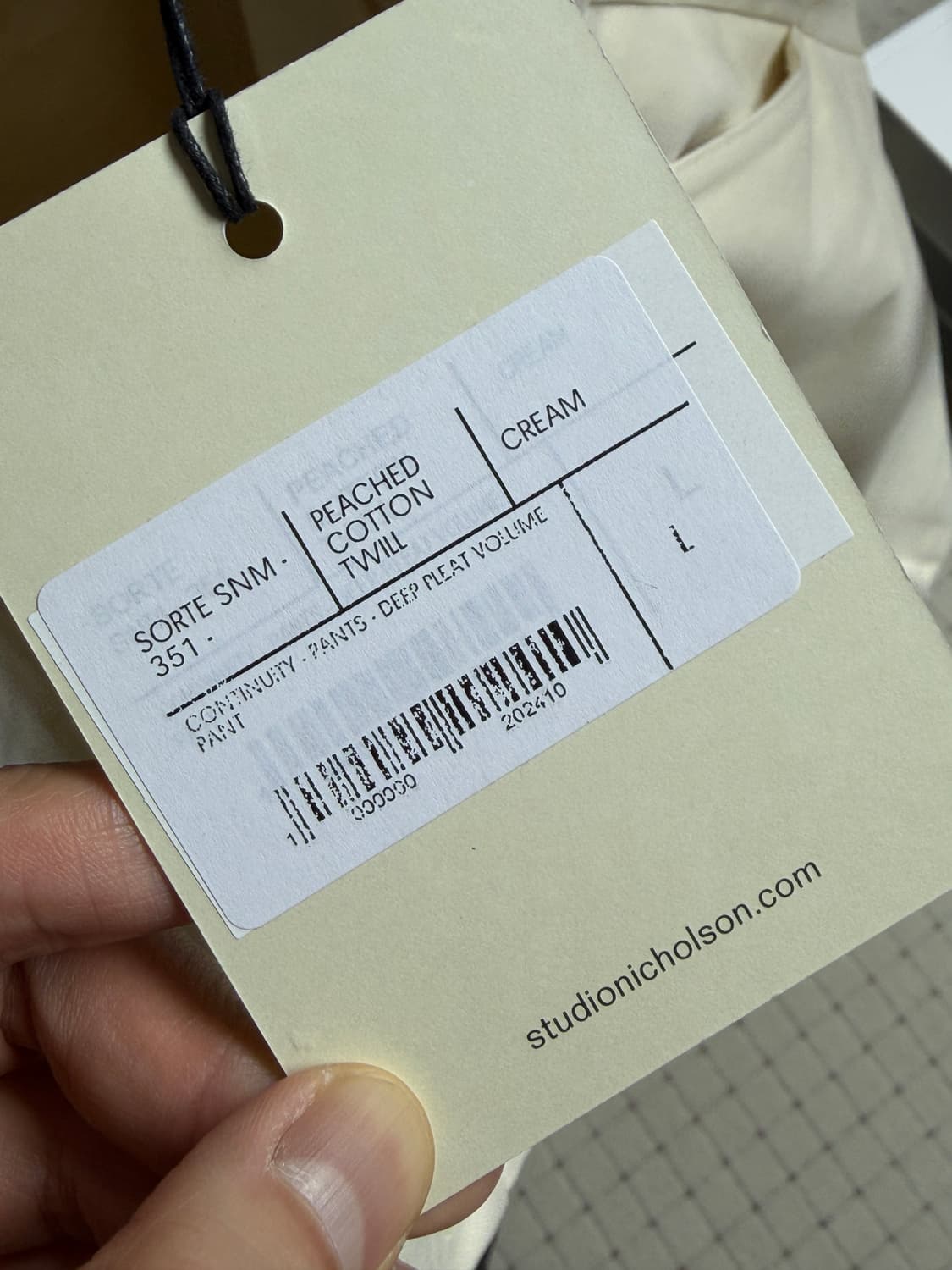 스튜디오니콜슨 소르테 팬츠 크림 L 새상품 상품이미지5