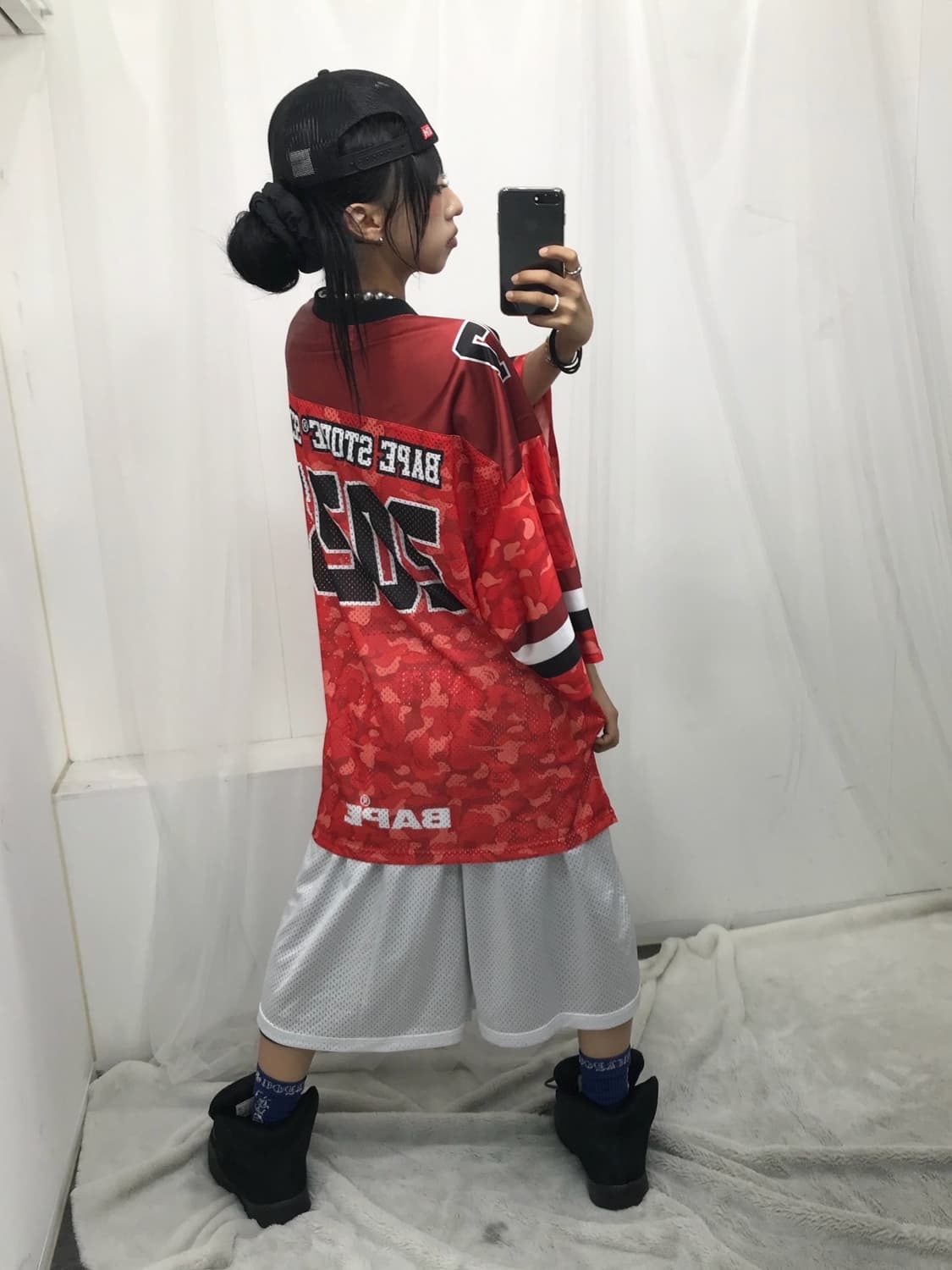 < Bape Red Camouflage Mesh Jersey ( 새상품  상품이미지7