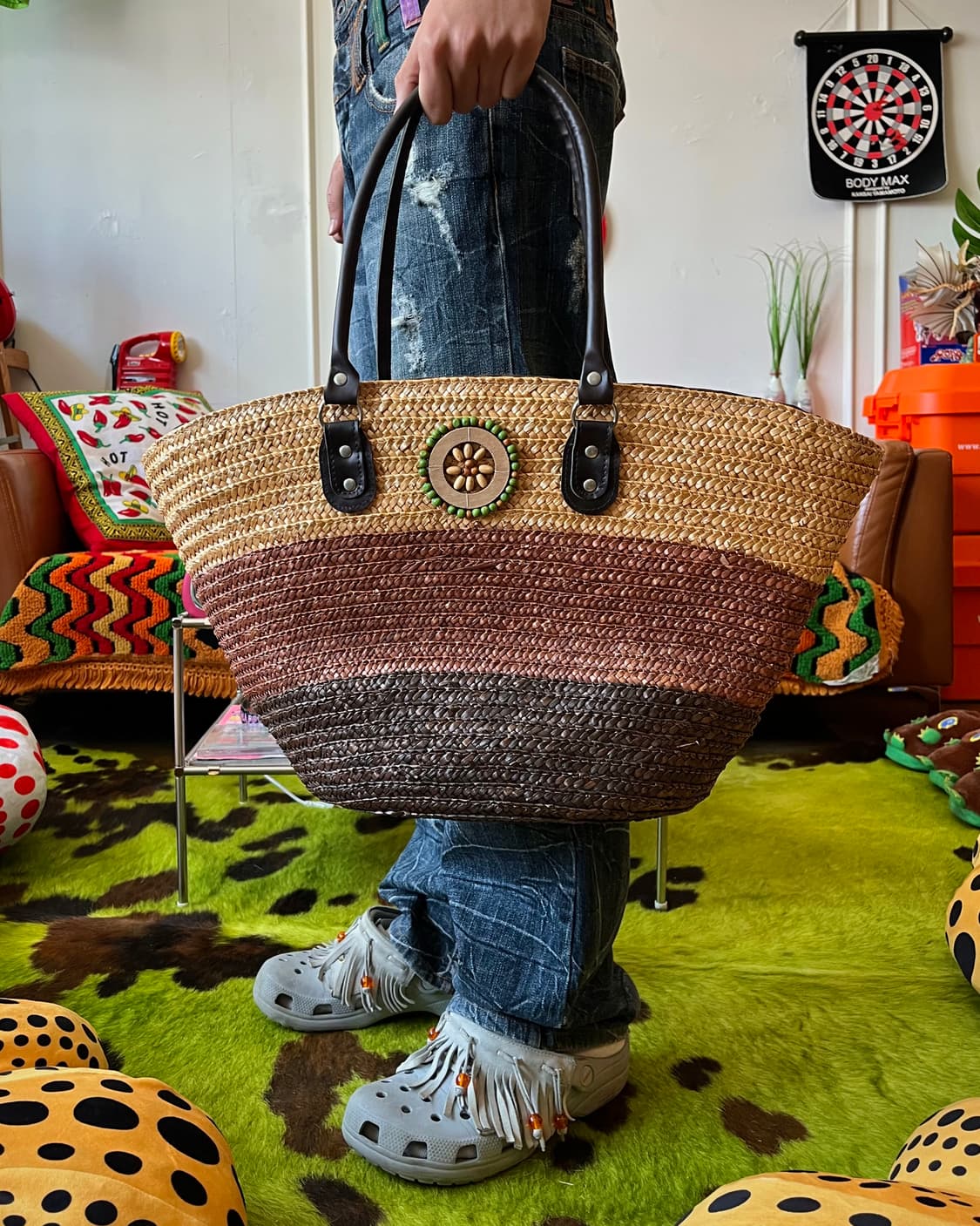 Indian Vintage Rattan Beads Shopper Bag 상품이미지2