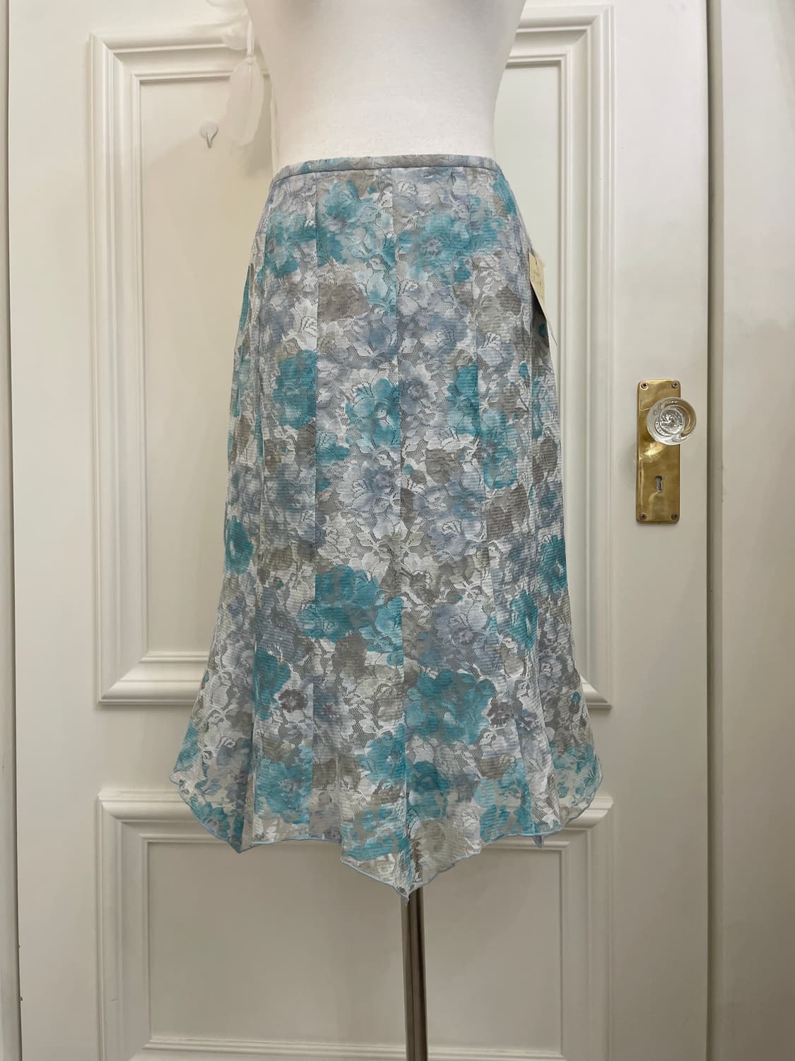 blue flower lace flare summer skirt 상품이미지5