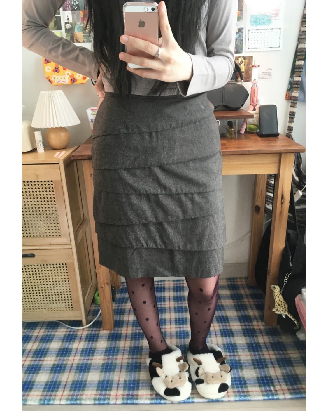 vintage tiered ruffle skirt charcoal 상품이미지3