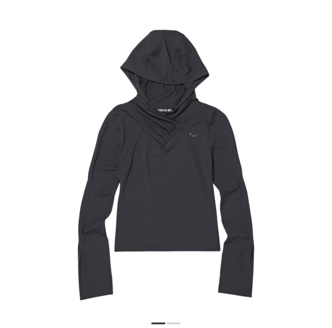 미스치프 후드 셔링 오버랩 탑 상품이미지1