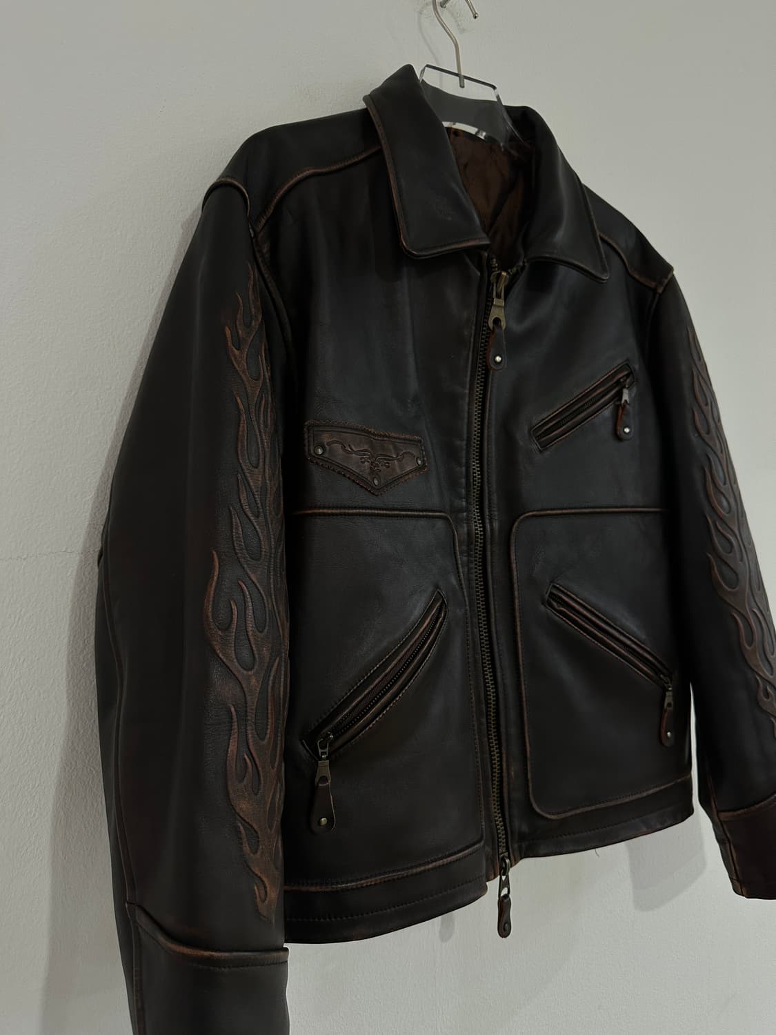 빈티지 플레임 레더 자켓 상품이미지3