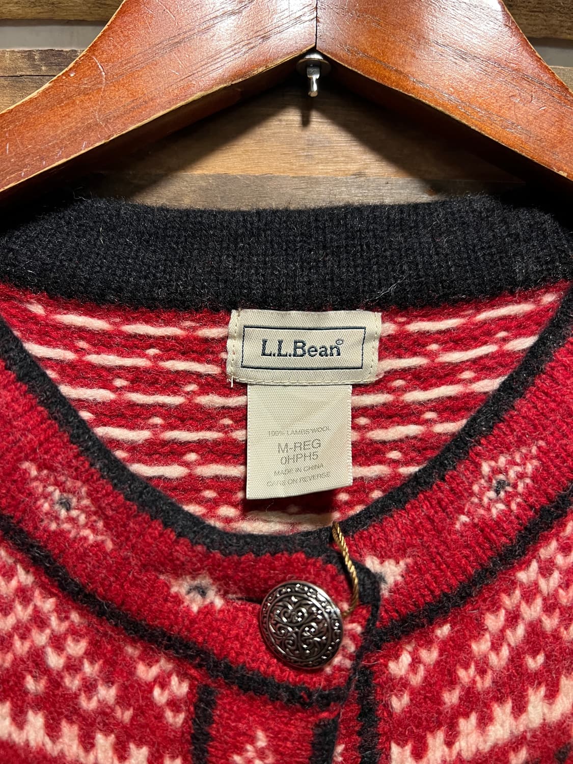 [M]엘엘빈 USA 노르딕 패턴 레드 램스울 니트 가디건 상품이미지2