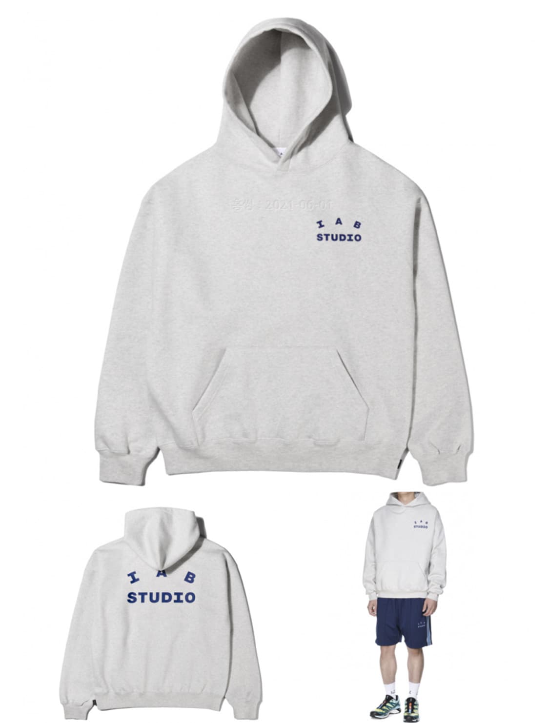 IAB STUDIO 그레이 색상 후드티 상품이미지1