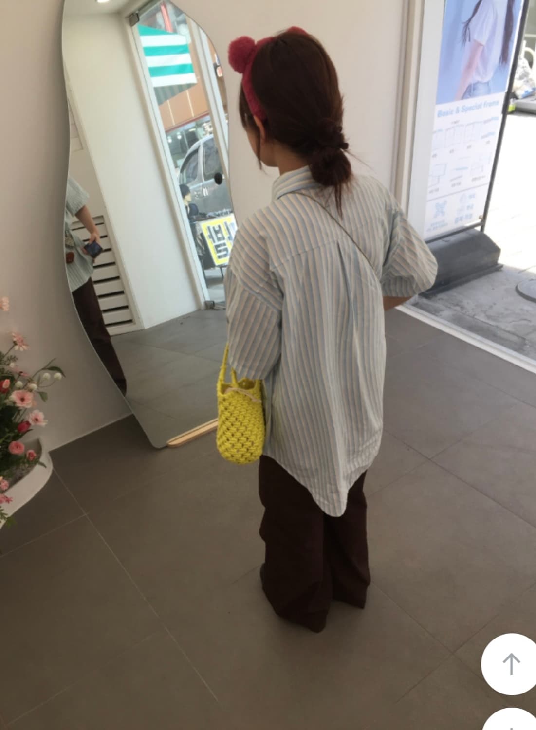 하우유 스트라이프 반팔셔츠 스카이블루 상품이미지3
