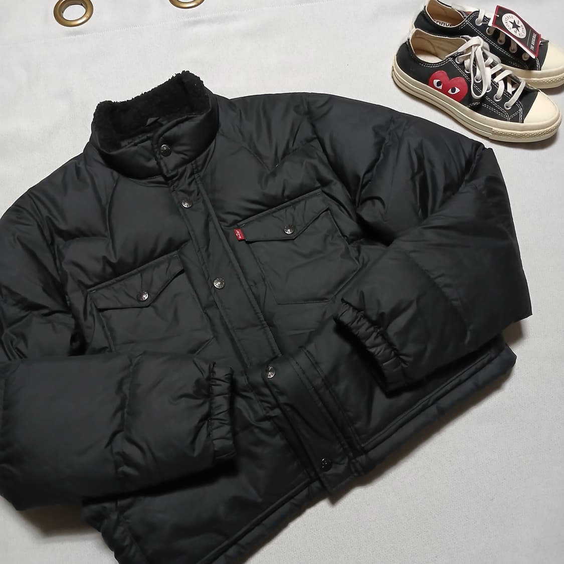 levis 리바이스 웨스턴 푸퍼 다운 패딩 자켓 블랙 상품이미지4