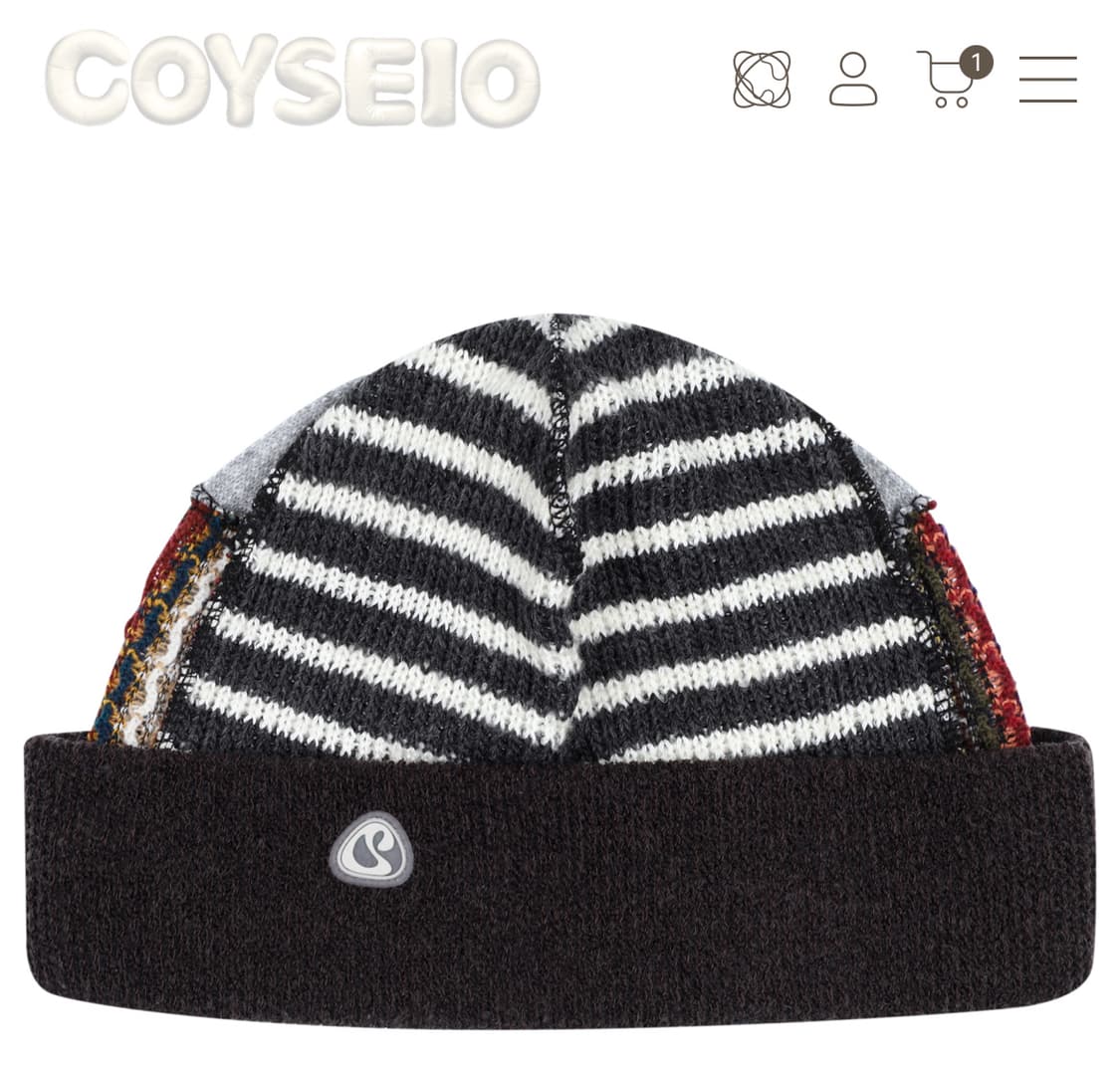 coyseio 코이세이오 패치워크 비니 브라운 새상품 상품이미지1