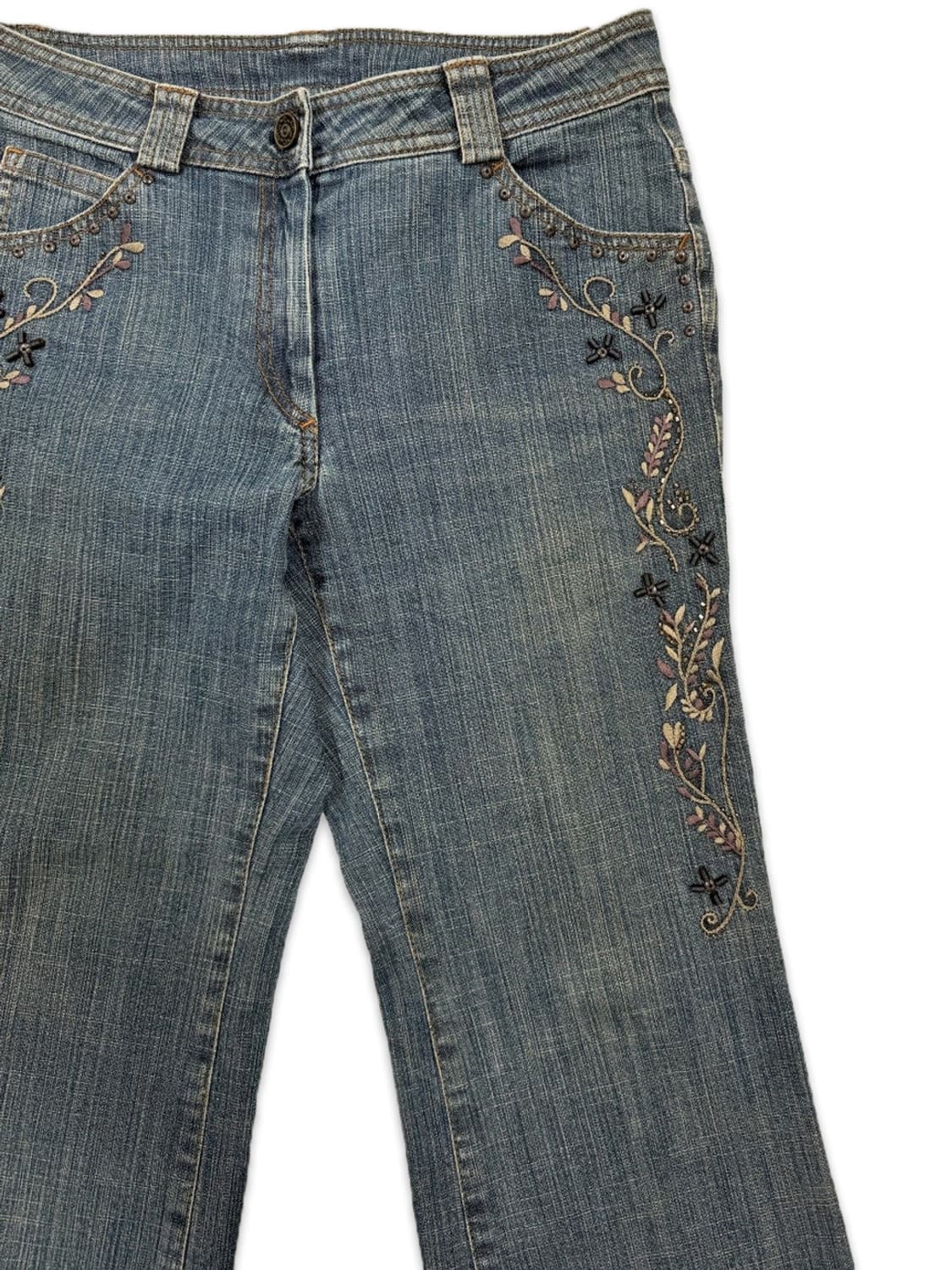 빈티지 비즈 자수 와이드 부츠컷 팬츠 상품이미지3