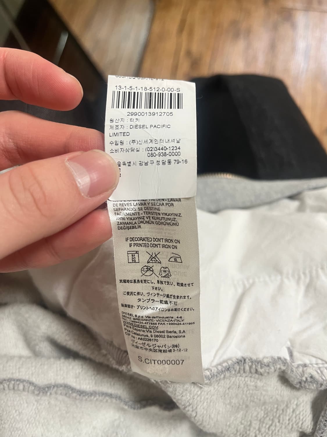 디젤 머슬핏 풀지퍼 후드집업 그레이 상품이미지5