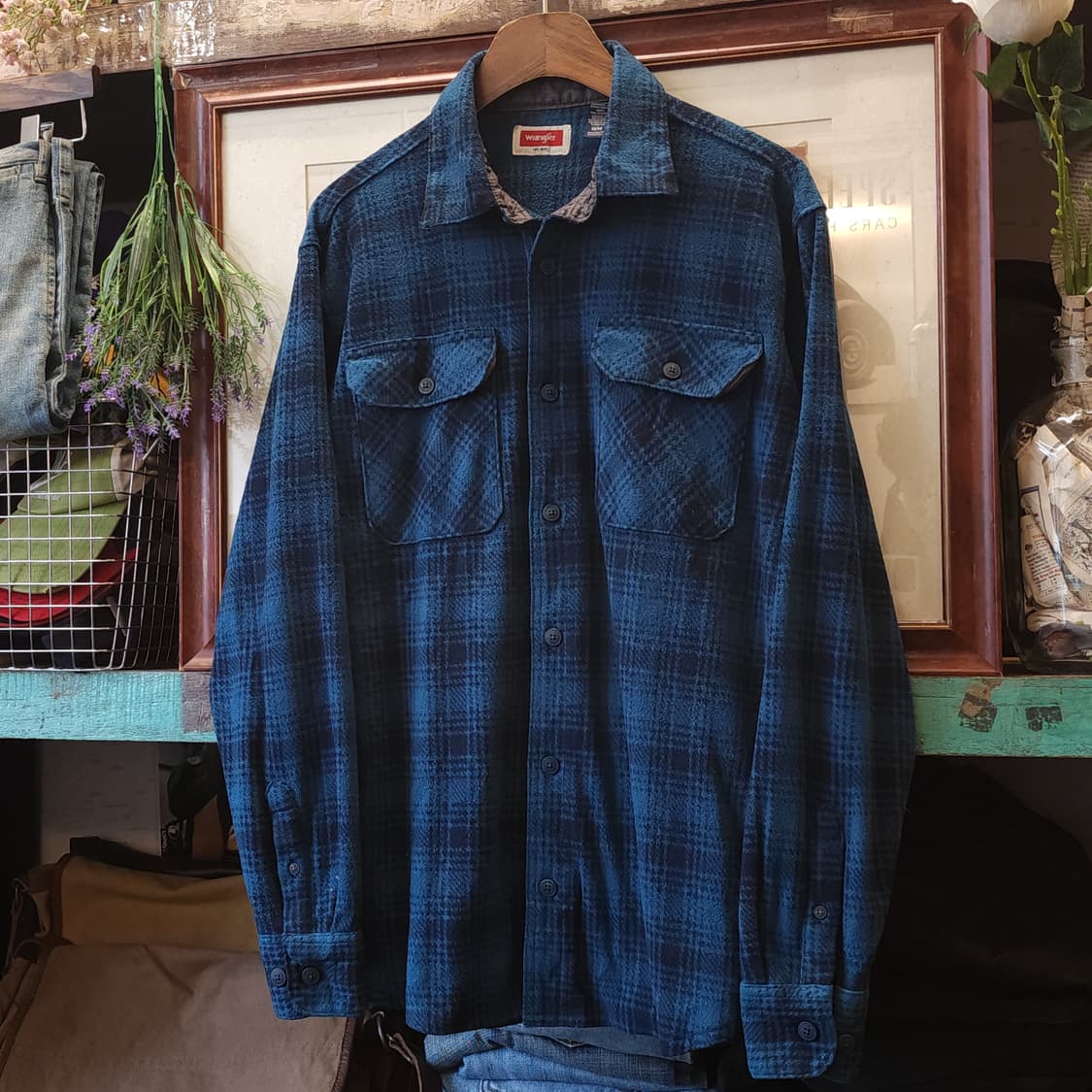 90s 랭글러 플리스 워크셔츠 플란넬 셔츠 청록색 xl 상품이미지2