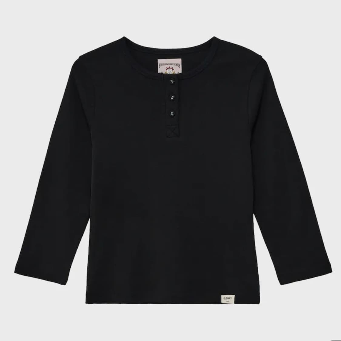 [글로니 GLOWNY] 3/4 Button fly tee (black) 상품이미지1