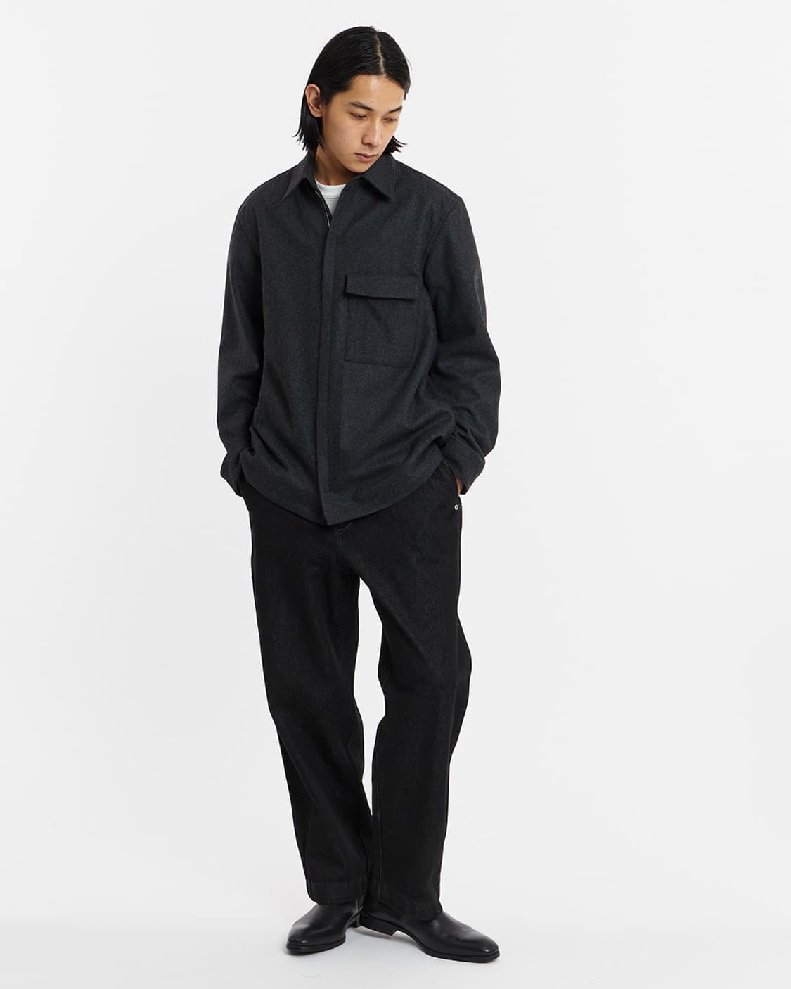 Unaffected Zip-up Shirt Charcoal 상품이미지3