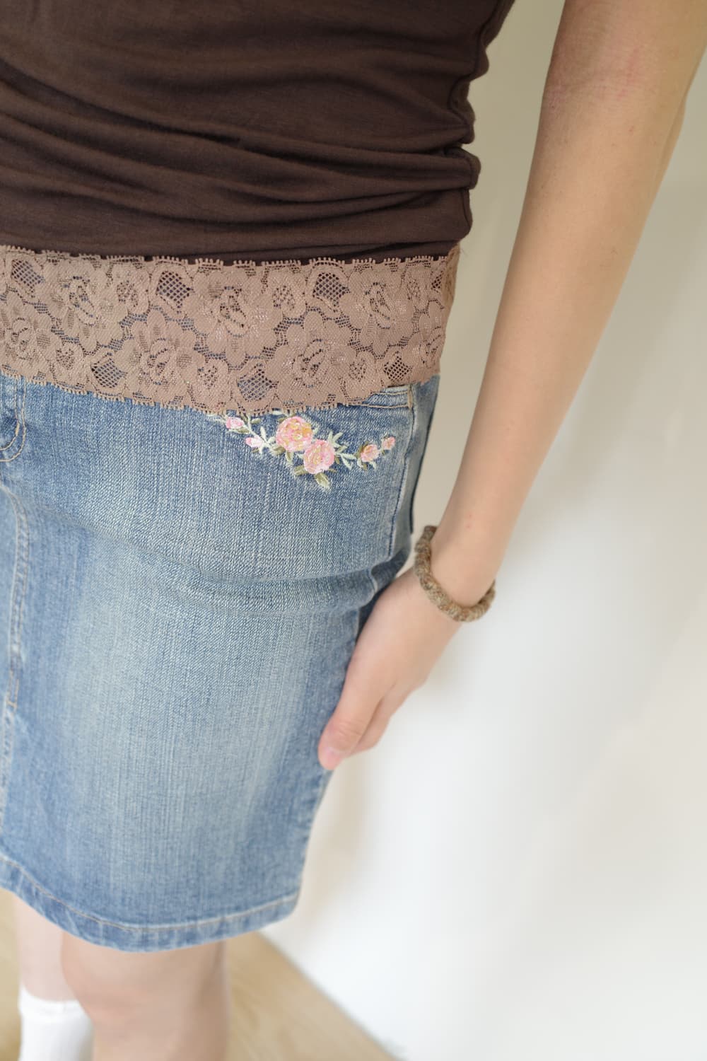flower denim skirt 상품이미지1