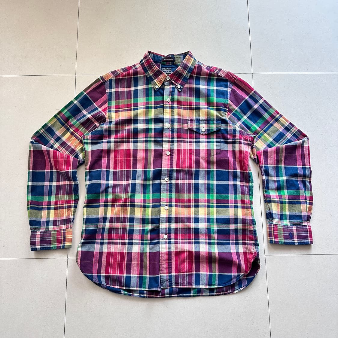 폴로 랄프로렌 인도 마드라스 체크 셔츠 L 상품이미지1