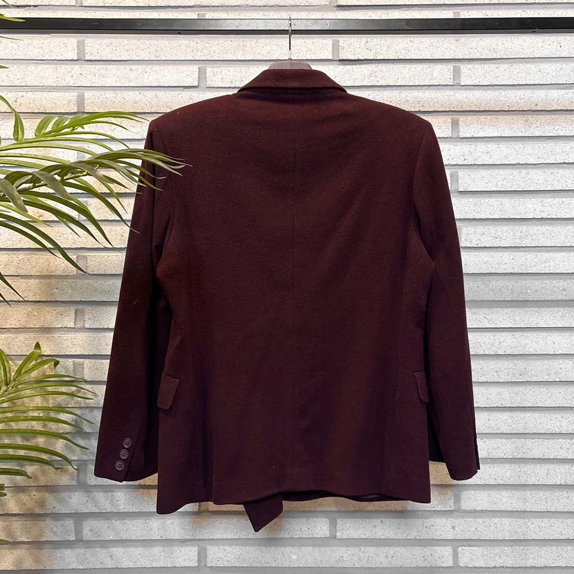발렌티노 올리버 캐시미어 울 블레이저 자켓 더블 버튼 디테일 버건디 상품이미지3