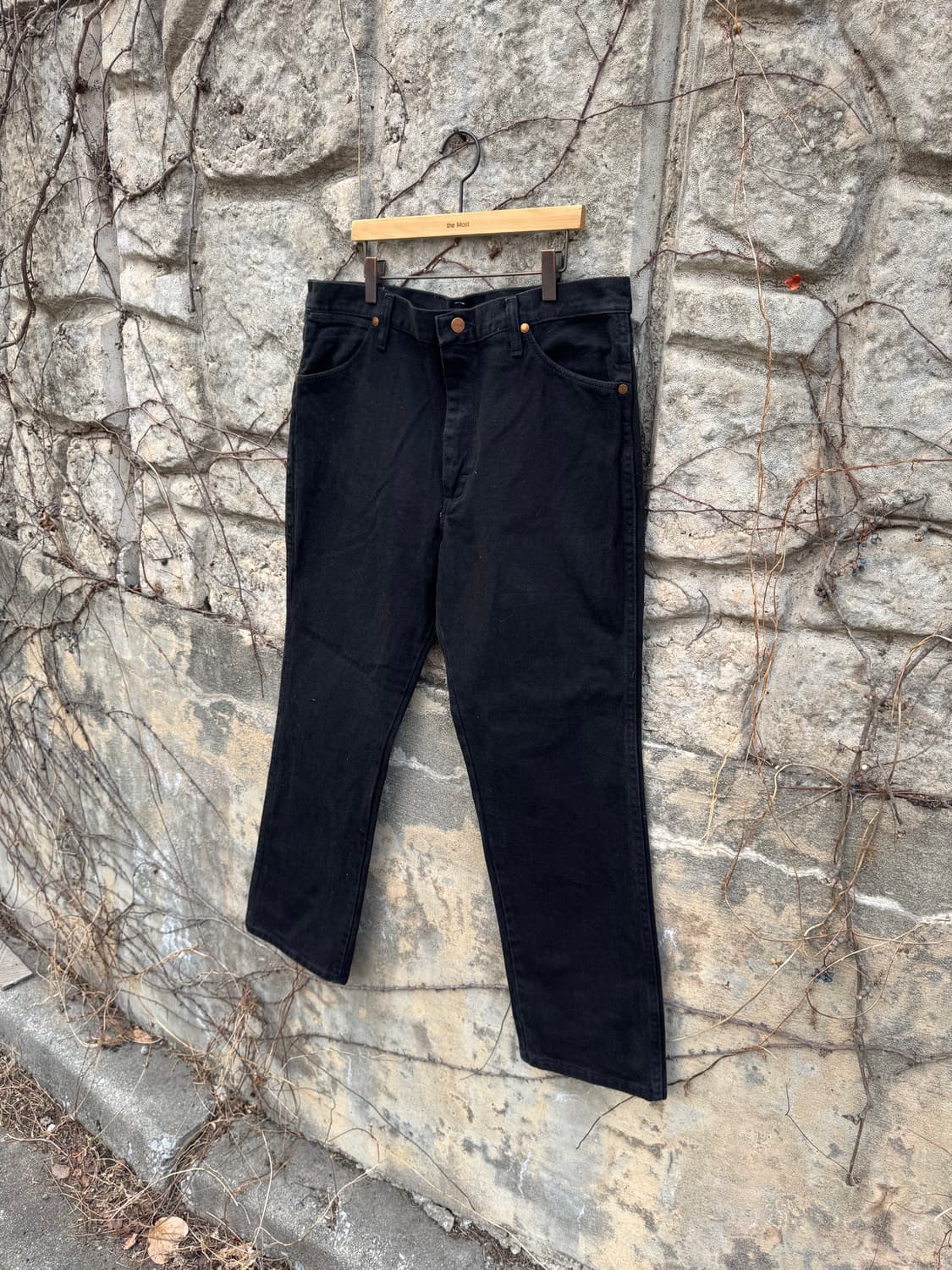 90s 랭글러 빈티지 936wbk 카우보이컷 블랙 데님 팬츠 블랙진 상품이미지3