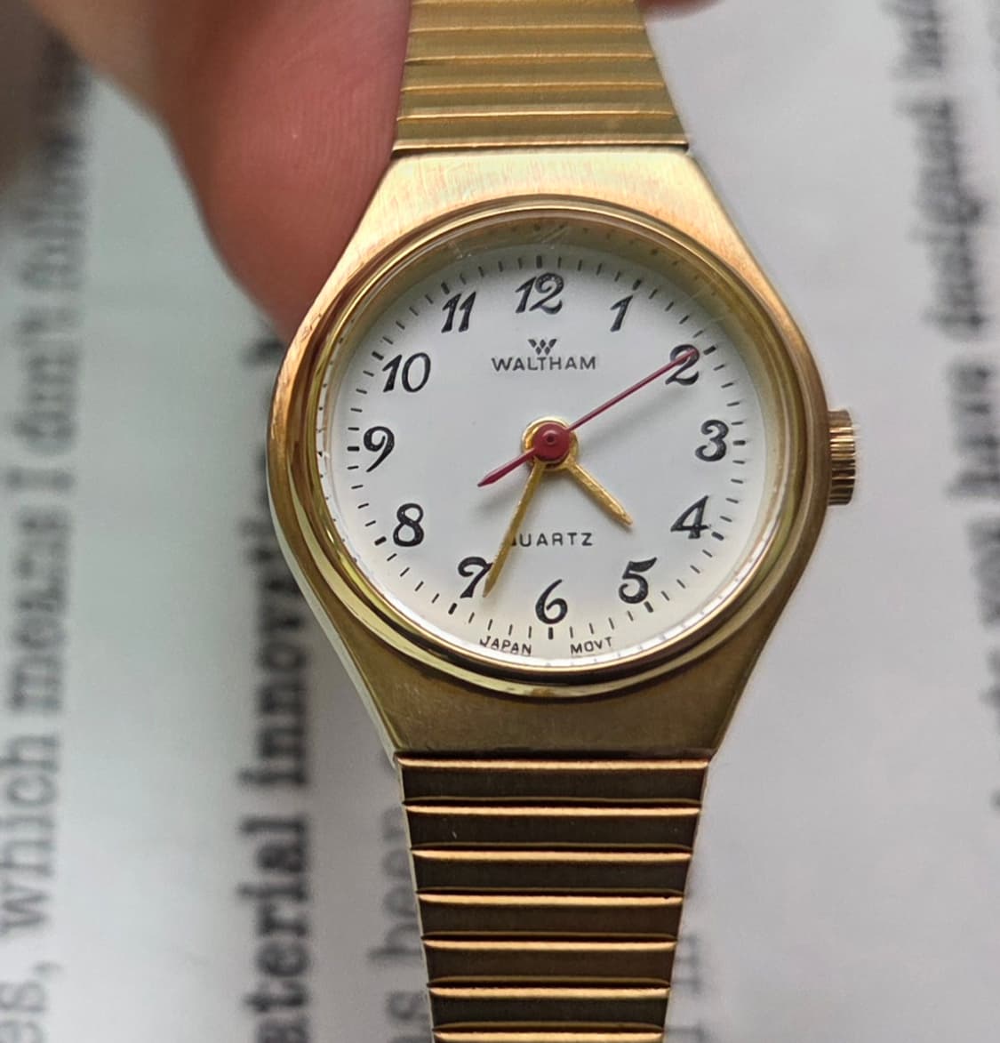 빈티지 월쌈 논데이트 쿼츠 아라빅인덱스 레드초침 여성용 상품이미지1