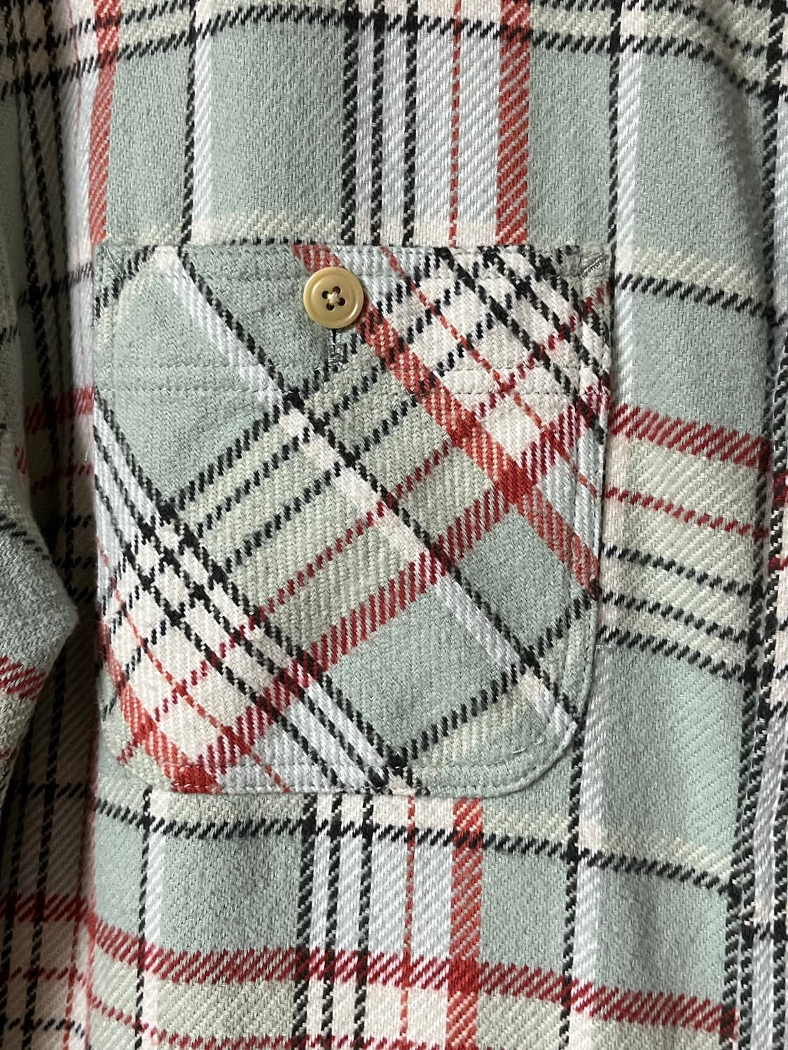 카키스 brushed plaid shirts 라지 L pale green 상품이미지6