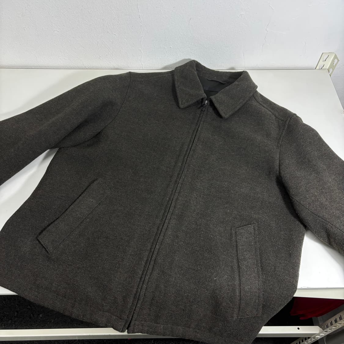 L 유니클로 딥브라운 카라넥 울자켓 상품이미지1