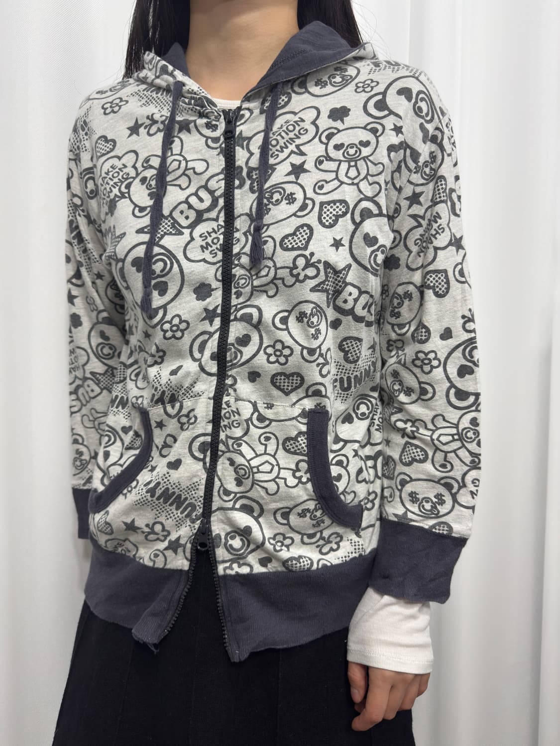 cute printing hood twoway zipup 상품이미지3