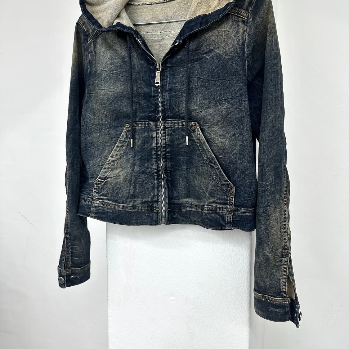 diesel denim crop hood jacket 상품이미지4