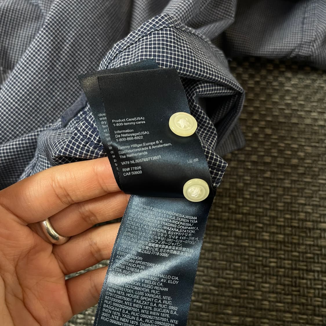 타미힐피거 네이비 마이크로 체크 긴팔 셔츠 뉴욕핏 L 상품이미지7