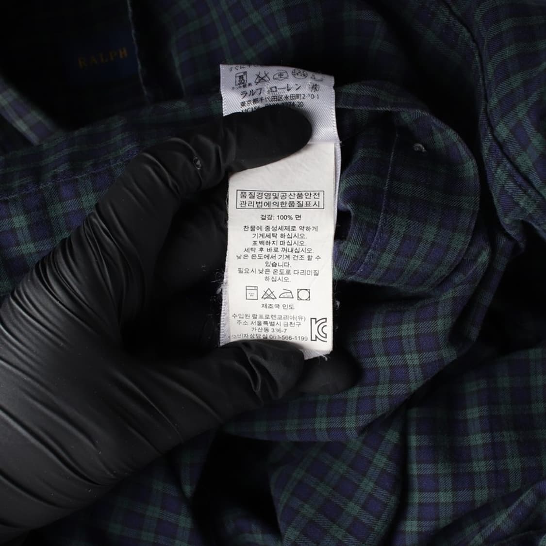 폴로 랄프로렌 네이비 타탄 체크 긴팔 셔츠 M 상품이미지6