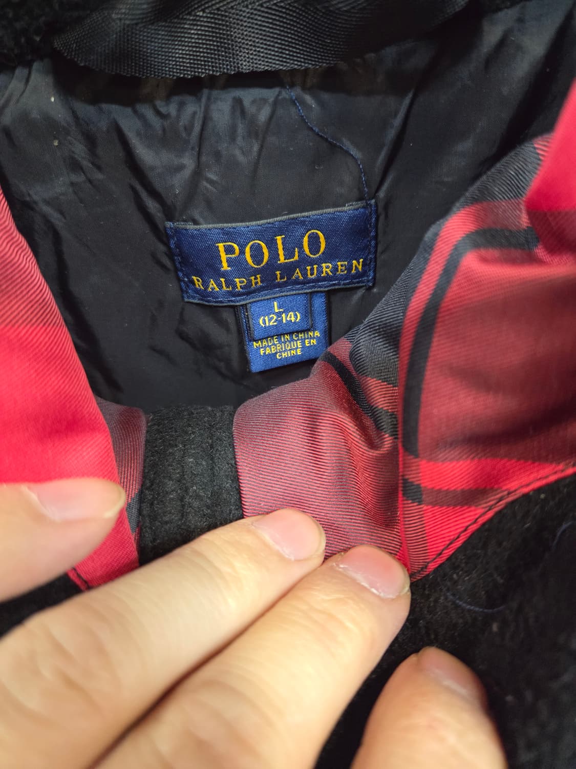 폴로랄프로렌 주니어 타탄체크 패딩 자켓 12 14 L 상품이미지3