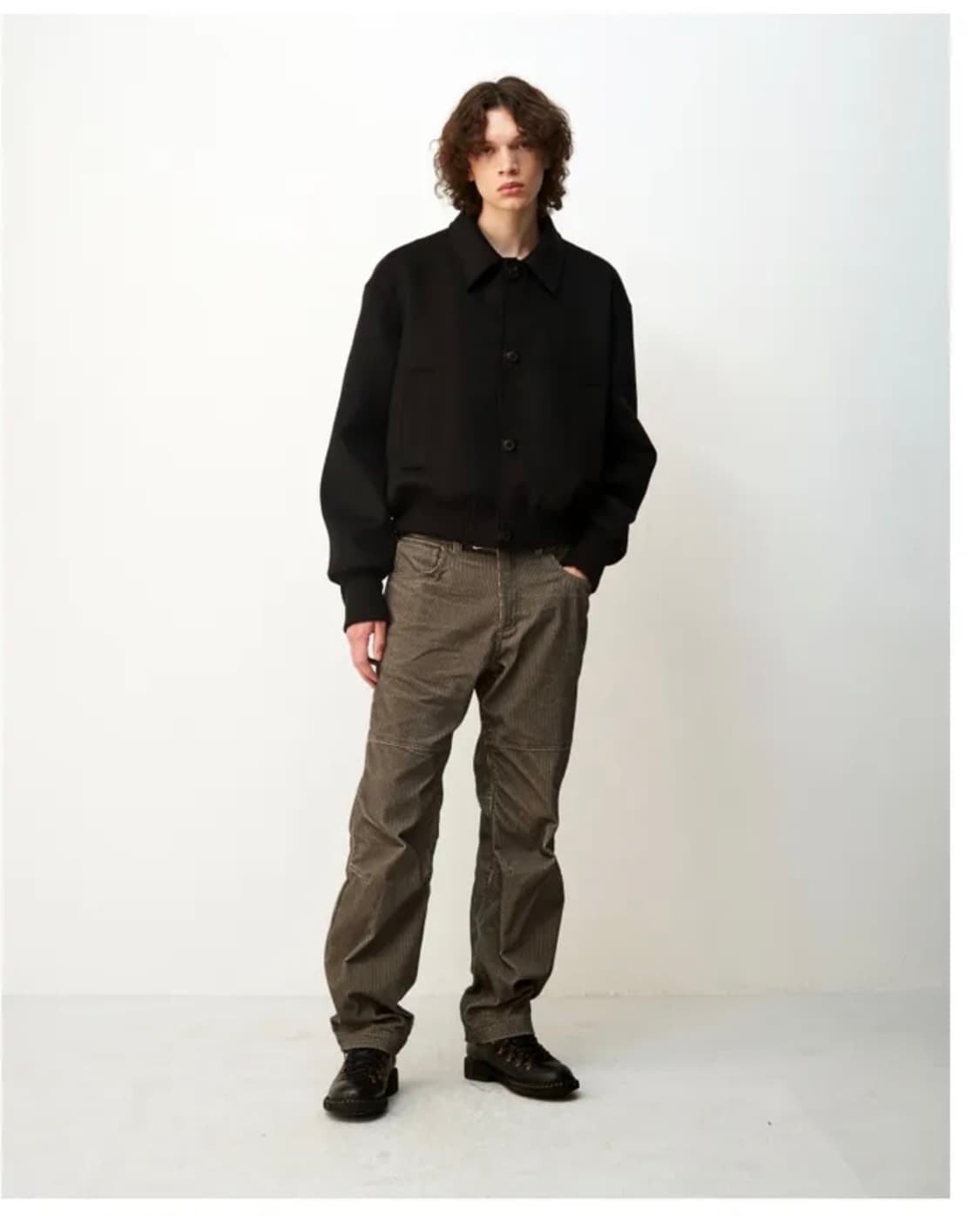 (L) 쿠어 프린티드 패널 코듀로이 팬츠 (투톤그레이) 판매 상품이미지4