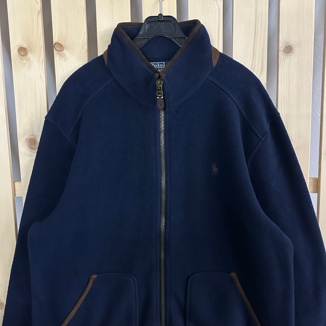 (XL) 폴로 랄프로렌 네이비 브라운 투웨이 후리스 자켓 플리스 집업 상품이미지2