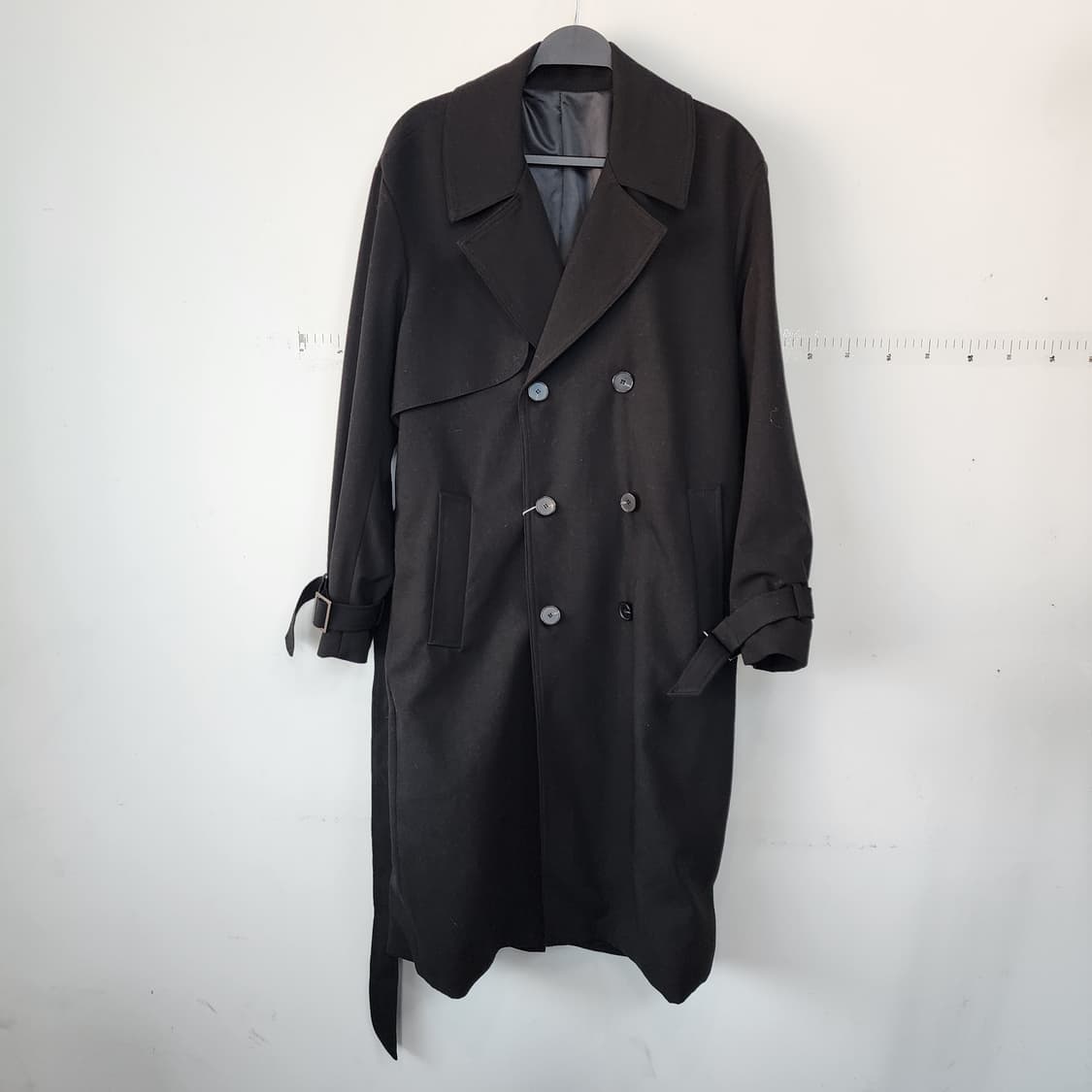 Drawfit 블랙 더블 버튼 롱 트렌치 코트 상품이미지2