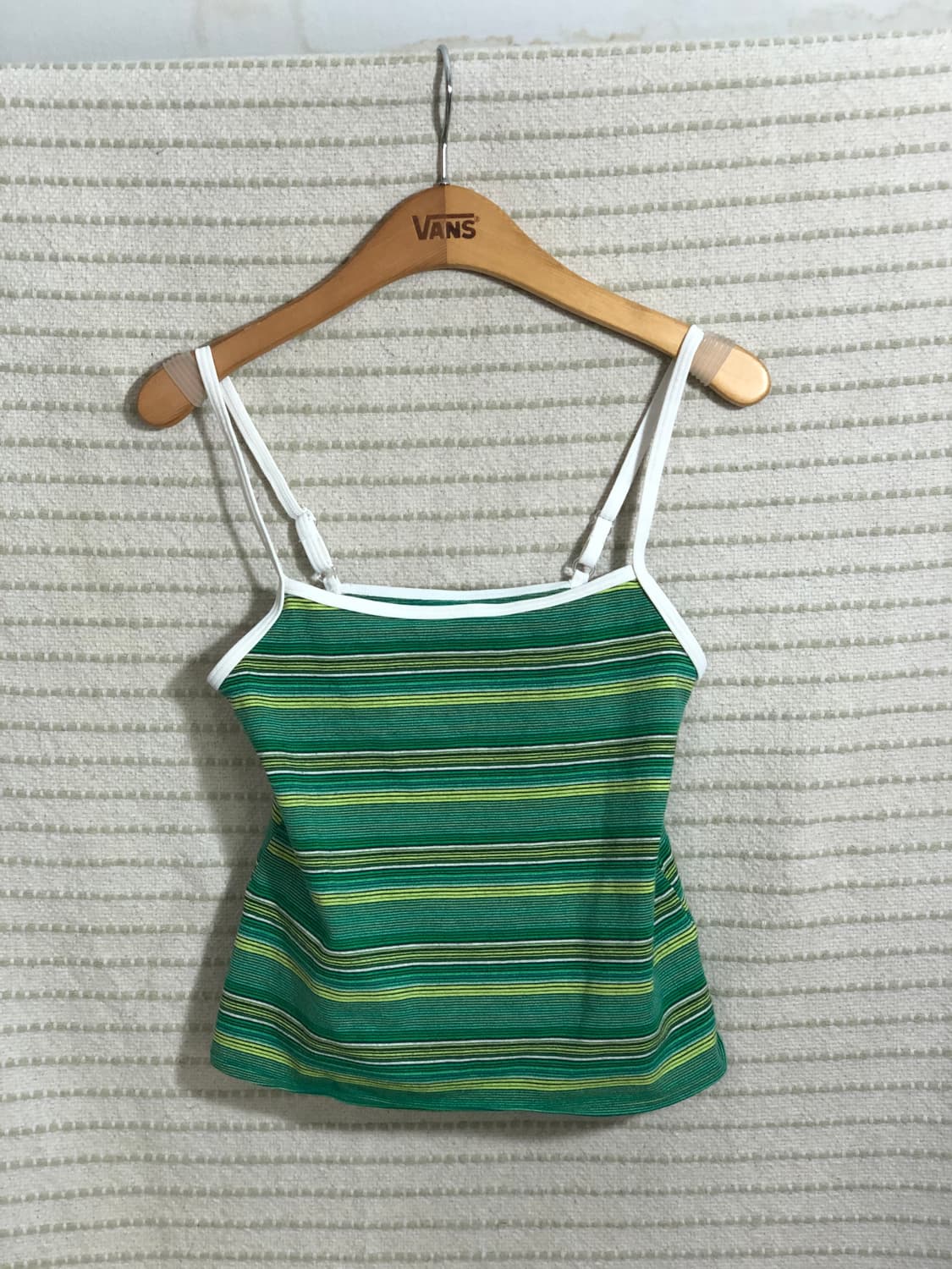 일본 빈티지 그린 스트라이프 패턴 나시 비치웨어 모리걸 레이어드 티셔츠 상품이미지1