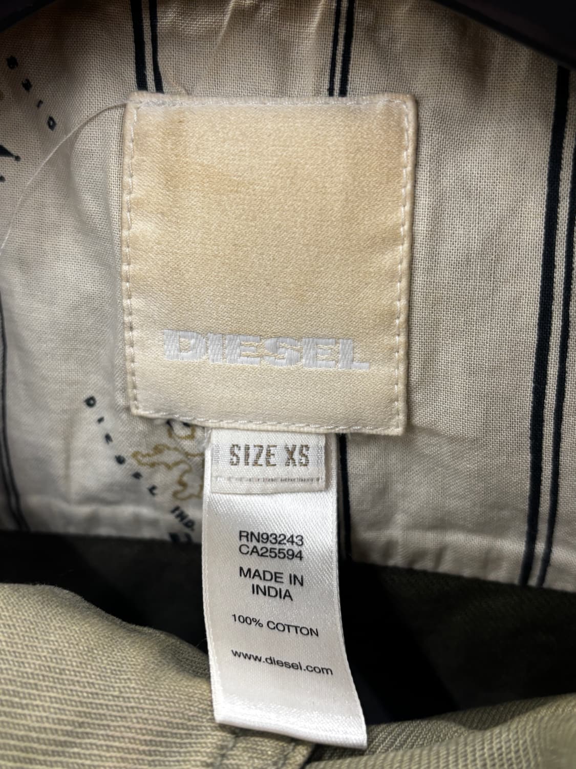 DIESEL 디젤 올리브 그린 코튼 재킷 XS 상품이미지4